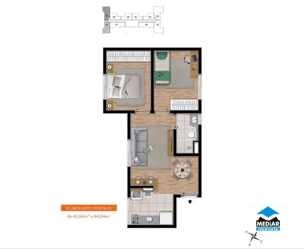 Apartamento, 2 quartos, 55 m² - Foto 3