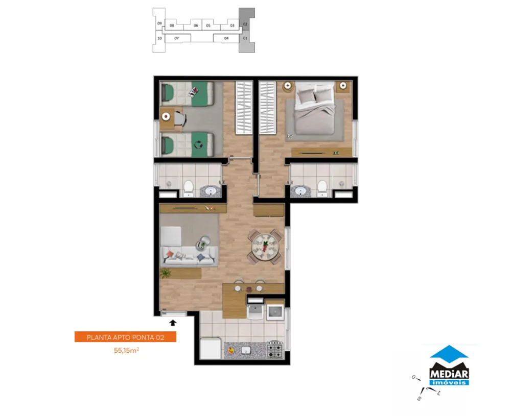 Apartamento, 2 quartos, 55 m² - Foto 14