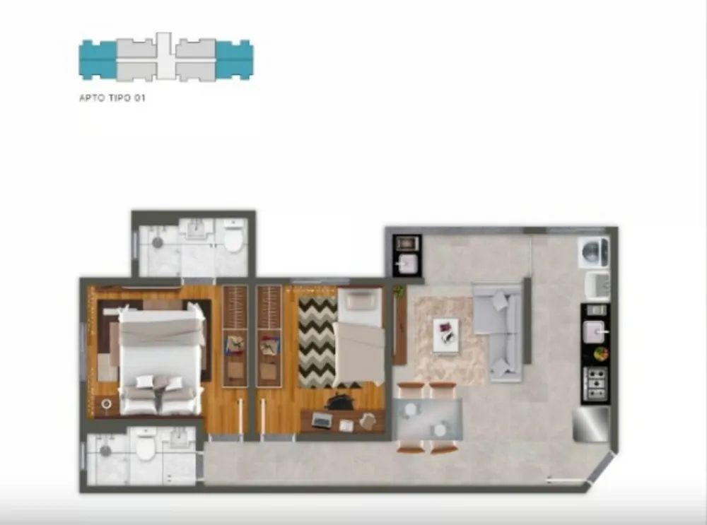 Apartamento, 2 quartos, 54 m² - Foto 2