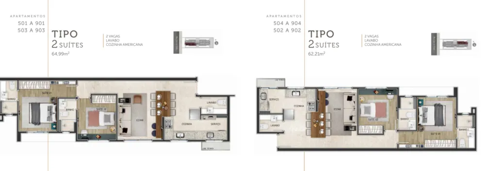 Apartamento, 2 quartos, 65 m² - Foto 2