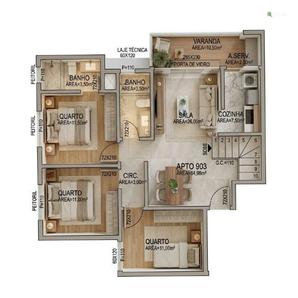 Apartamento, 3 quartos, 70 m² - Foto 5
