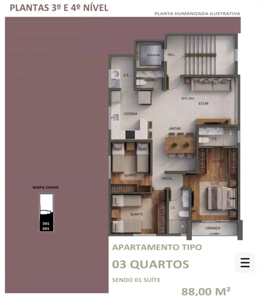 Apartamento, 3 quartos, 88 m² - Foto 3