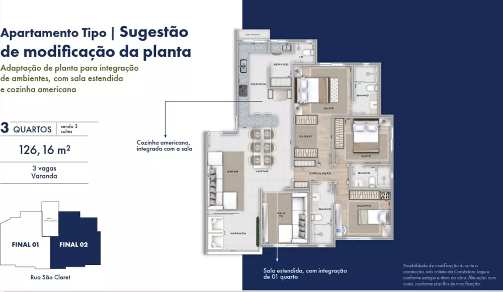 Apartamento à venda com 4 quartos, 126m² - Foto 3