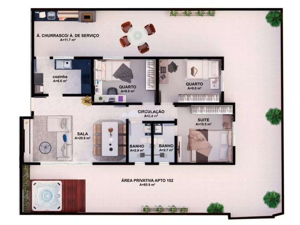 Apartamento à venda com 3 quartos, 160m² - Foto 4