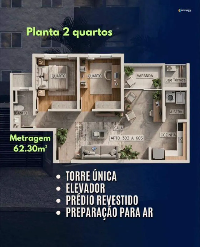 Apartamento, 3 quartos, 62 m² - Foto 8