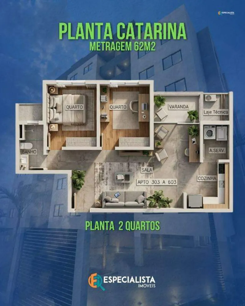Apartamento, 3 quartos, 62 m² - Foto 5