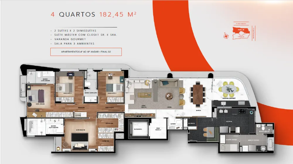 Apartamento, 4 quartos, 182 m² - Foto 12