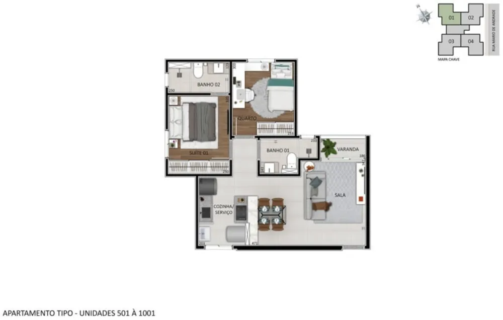 Apartamento, 2 quartos, 53 m² - Foto 2