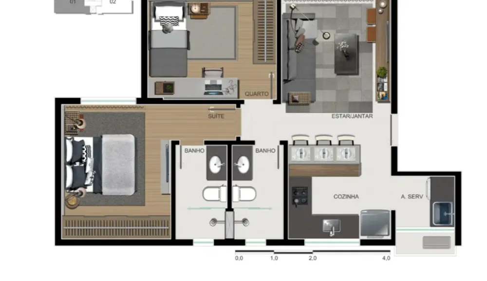 Apartamento, 2 quartos, 56 m² - Foto 2