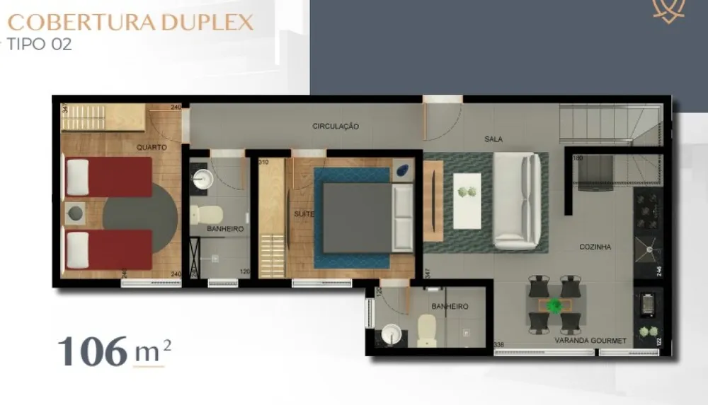 Cobertura, 2 quartos, 69 m² - Foto 1