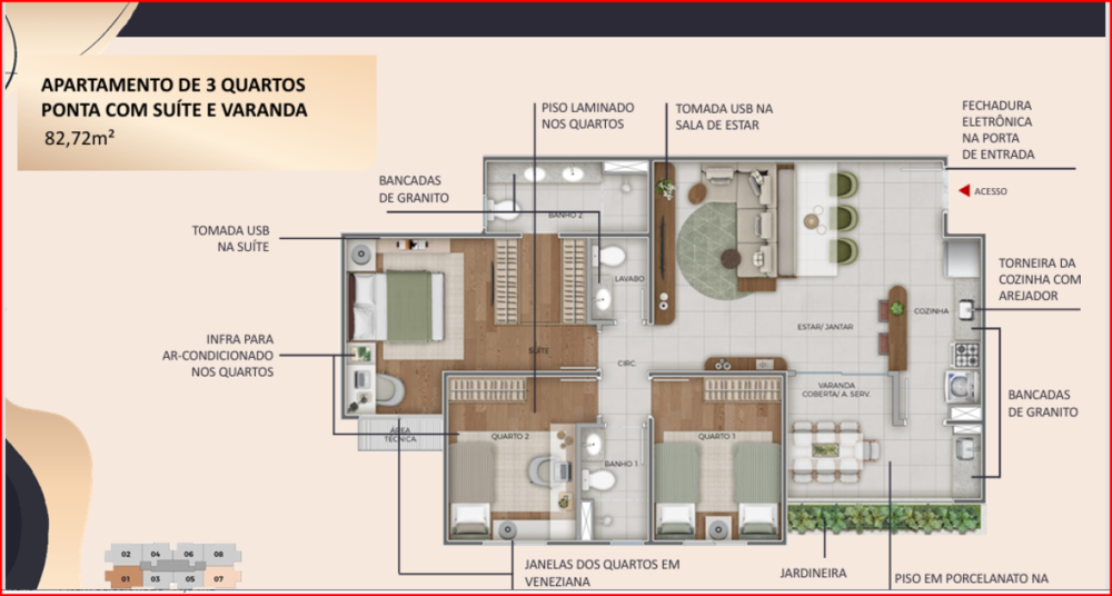 Apartamento à venda com 3 quartos, 83m² - Foto 8