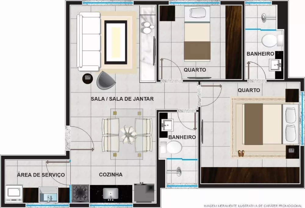 Apartamento à venda com 2 quartos, 55m² - Foto 2