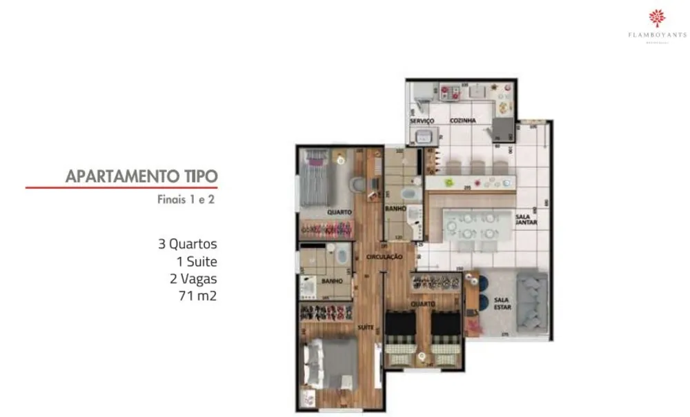 Apartamento, 3 quartos, 71 m² - Foto 1