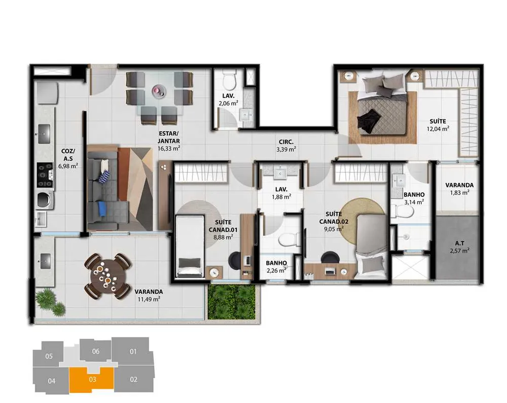 Apartamento, 3 quartos, 92 m² - Foto 2