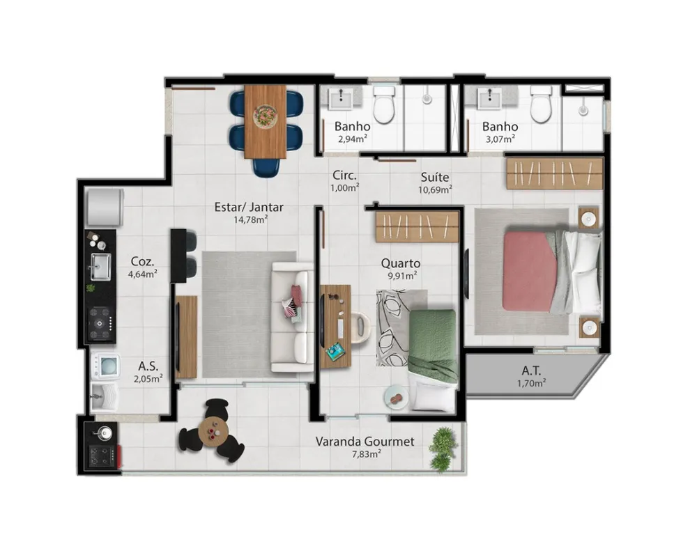 Apartamento, 2 quartos, 69 m² - Foto 6