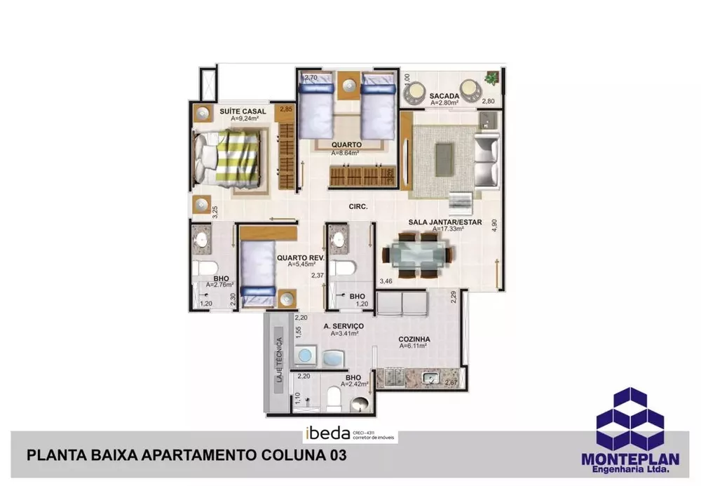 Apartamento à venda com 3 quartos, 75m² - Foto 2