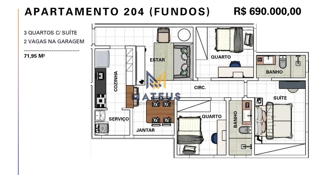 Apartamento, 3 quartos, 72 m² - Foto 4