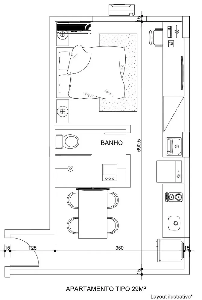 Flat/Apart Hotel, 1 quarto, 29 m² - Foto 2