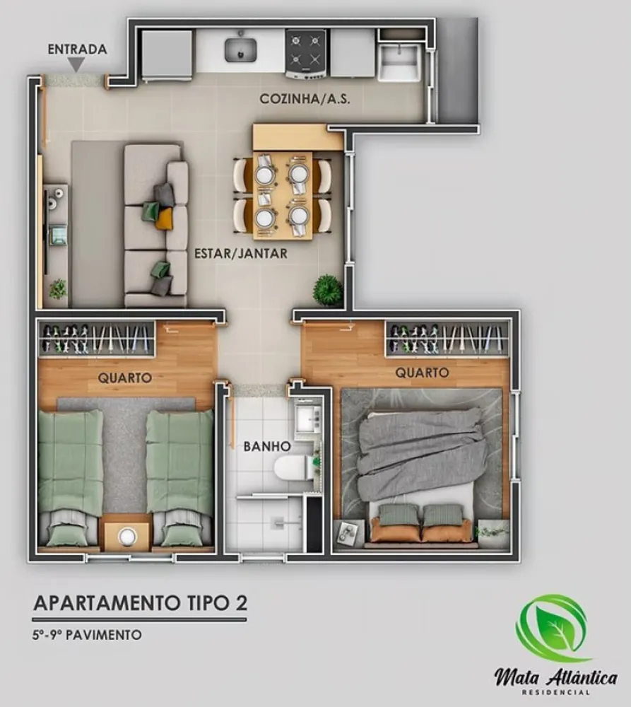 Apartamento, 2 quartos, 43 m² - Foto 8