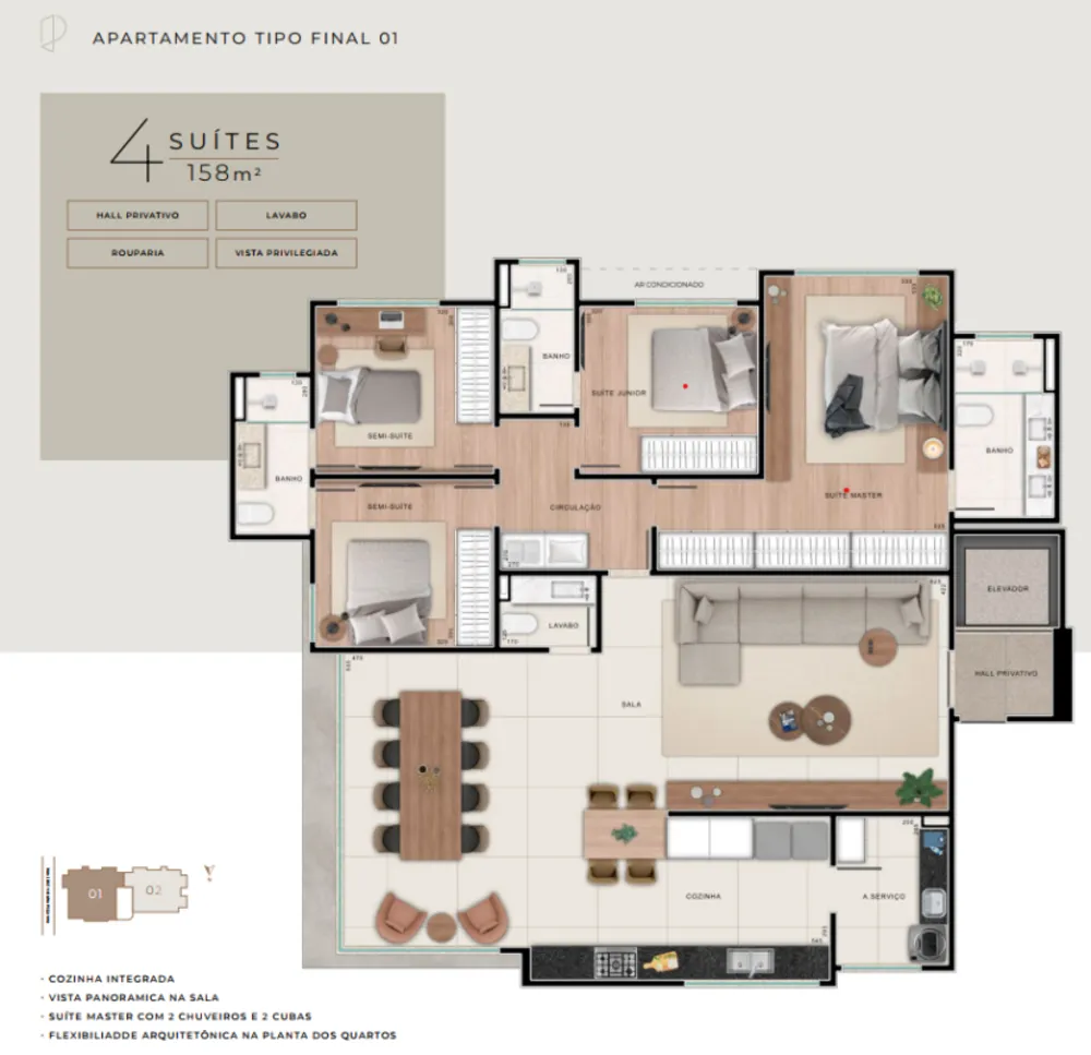 Apartamento, 4 quartos, 158 m² - Foto 3