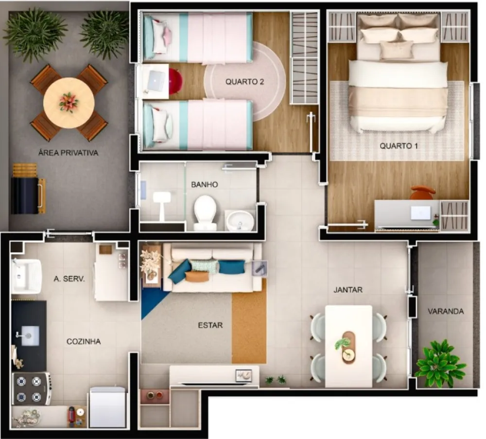 Apartamento, 2 quartos, 56 m² - Foto 3