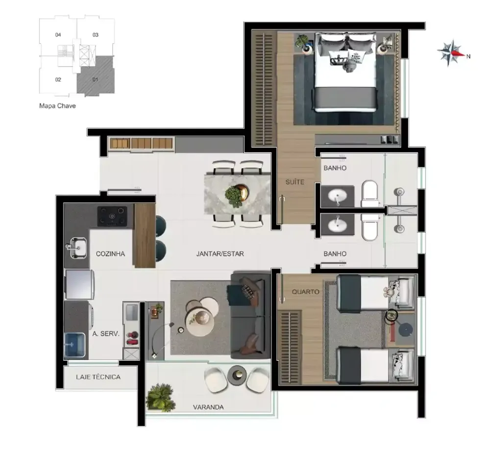 Cobertura, 2 quartos, 80 m² - Foto 9