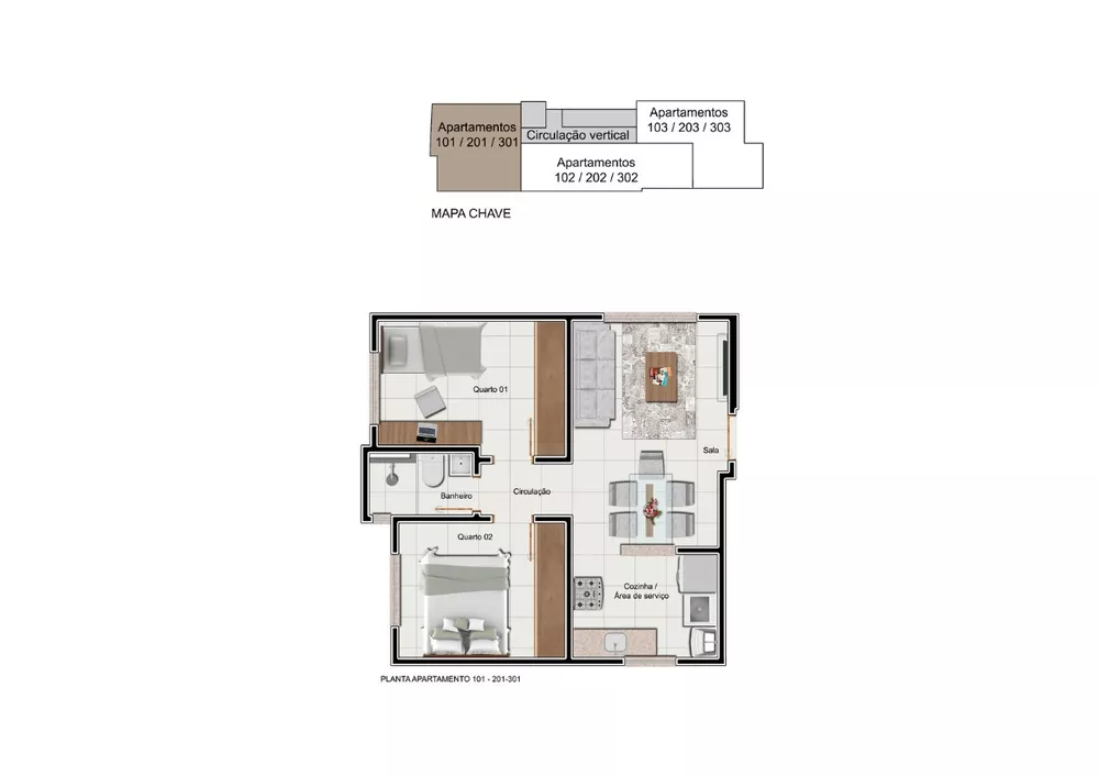 Apartamento à venda com 2 quartos, 60m² - Foto 2