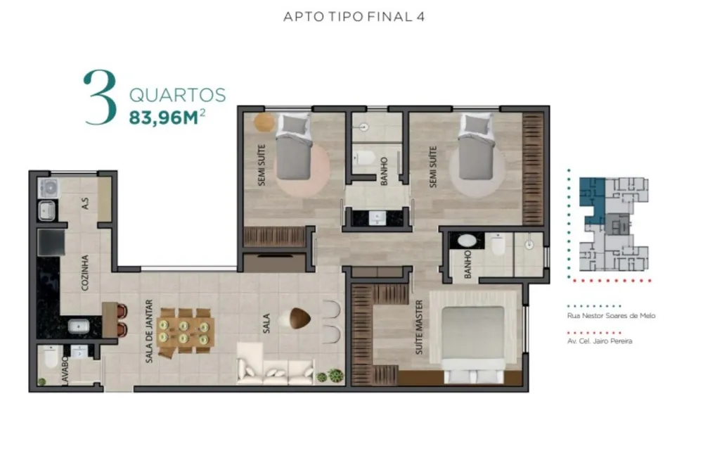 Apartamento, 3 quartos, 84 m² - Foto 1