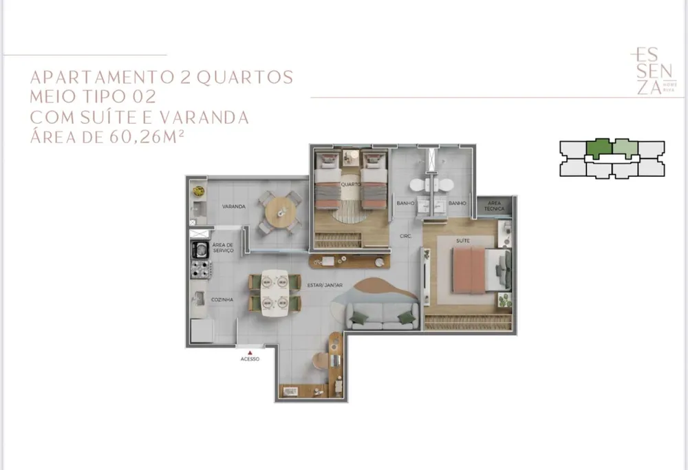 Apartamento, 2 quartos, 56 m² - Foto 7