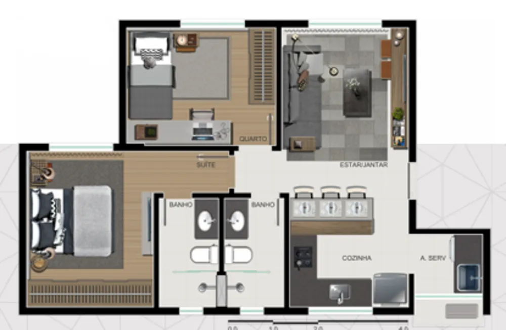Apartamento, 2 quartos, 56 m² - Foto 2