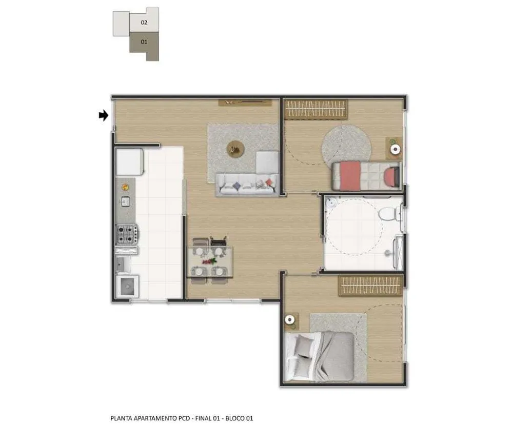 Apartamento, 2 quartos, 43 m² - Foto 8