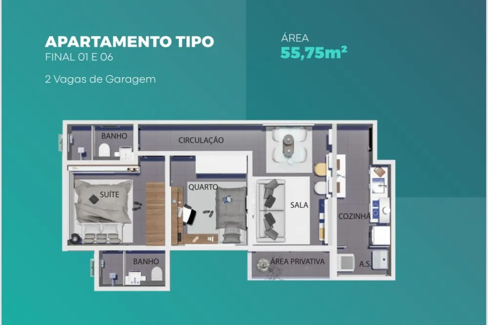 Apartamento, 2 quartos, 56 m² - Foto 8
