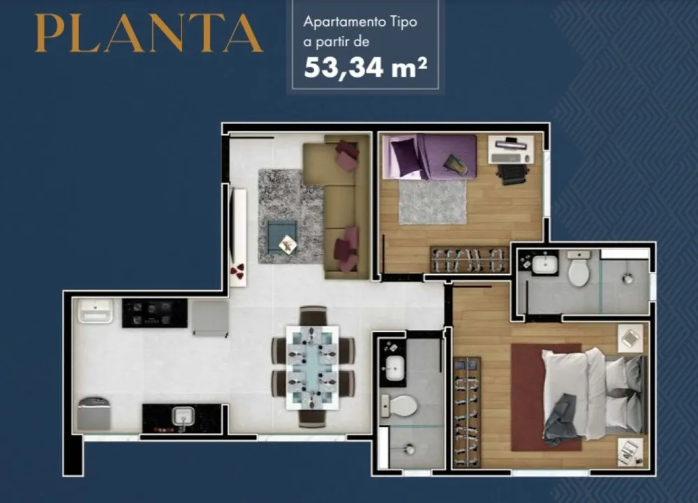Apartamento, 2 quartos, 52 m² - Foto 1