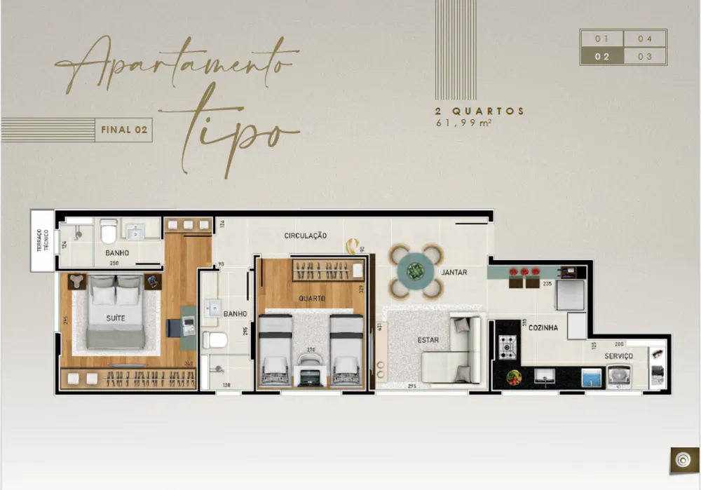 Apartamento, 2 quartos, 62 m² - Foto 2