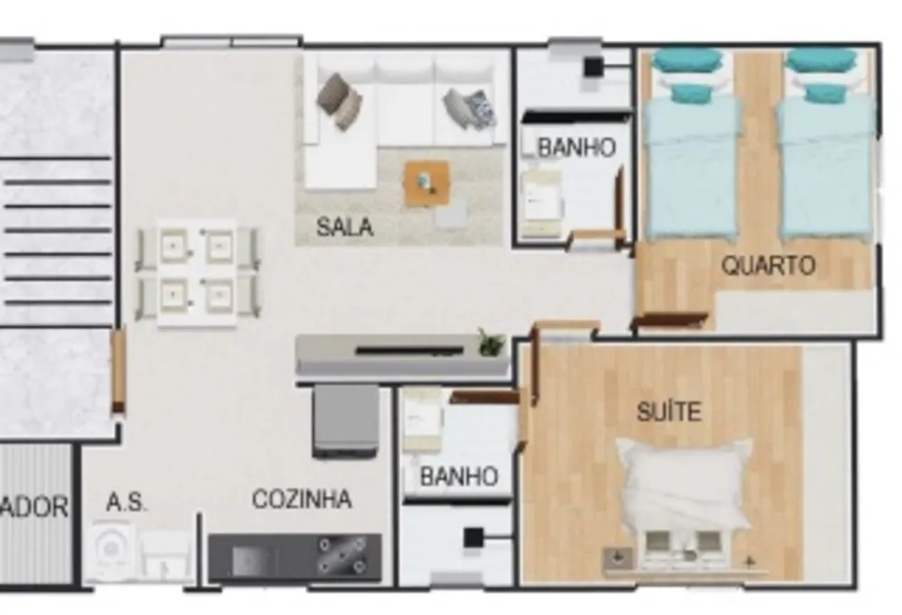 Apartamento, 2 quartos, 53 m² - Foto 2