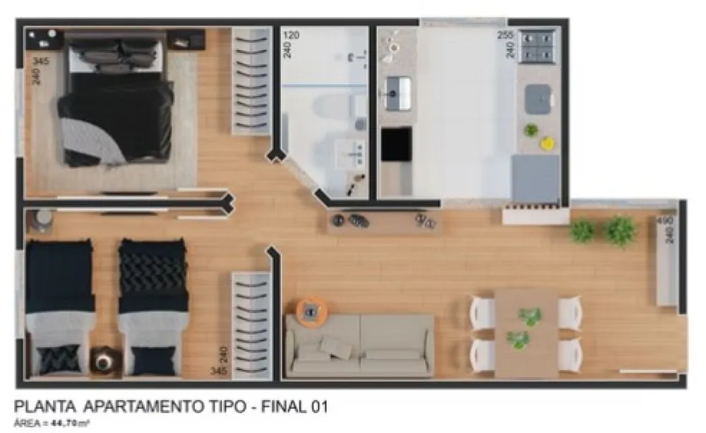 Apartamento, 2 quartos, 45 m² - Foto 10