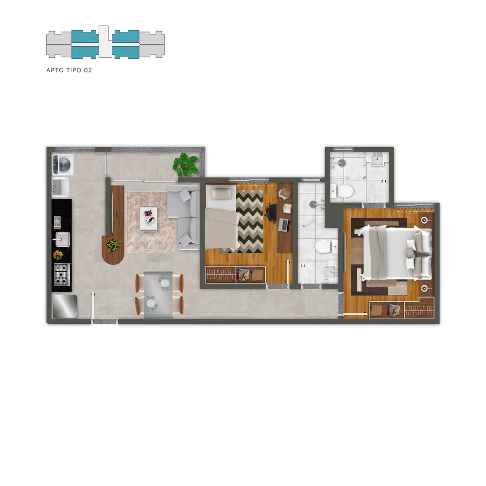 Apartamento, 2 quartos, 54 m² - Foto 3