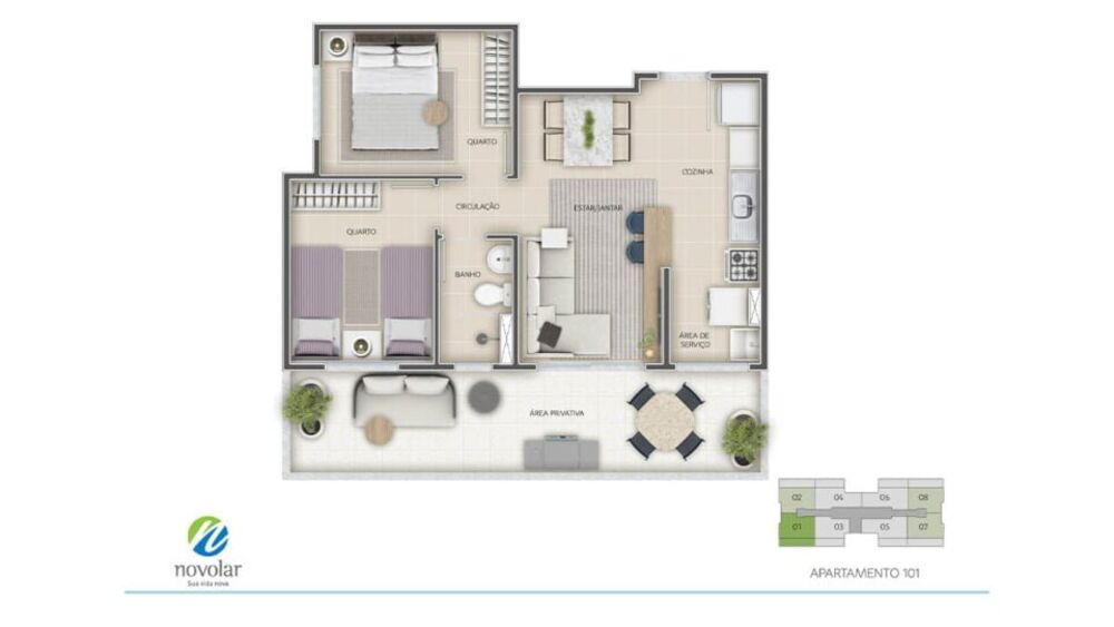 Apartamento à venda com 2 quartos, 48m² - Foto 2