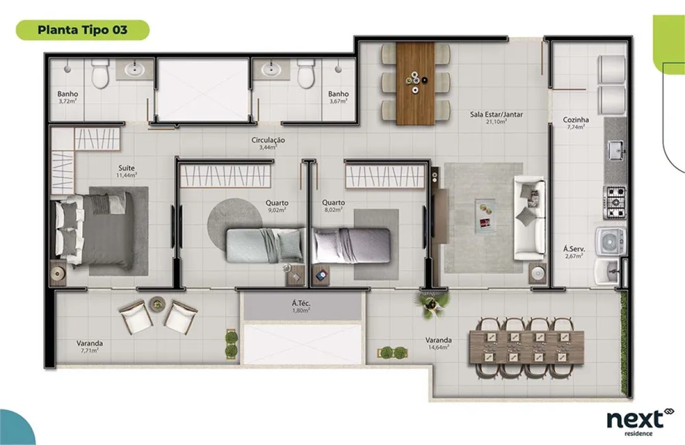 Apartamento, 3 quartos, 96 m² - Foto 19