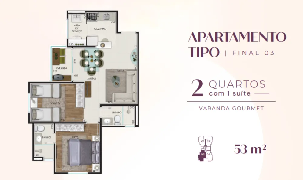 Apartamento, 2 quartos, 53 m² - Foto 2