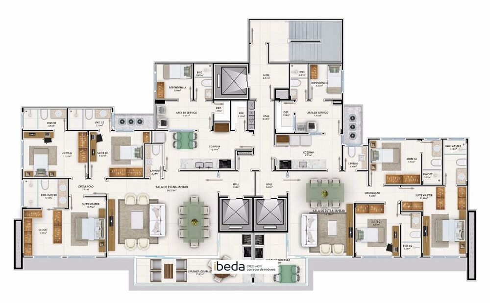 Apartamento à venda com 3 quartos, 156m² - Foto 1