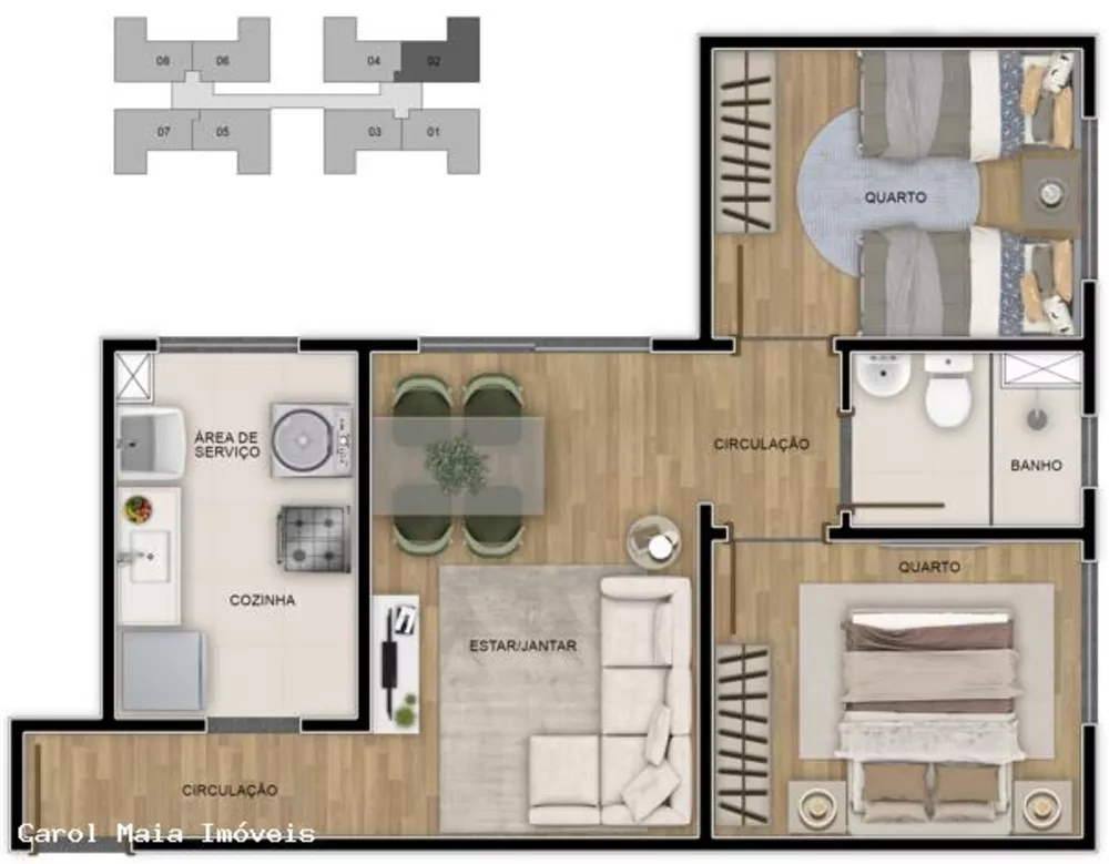 Apartamento à venda com 2 quartos, 57m² - Foto 9