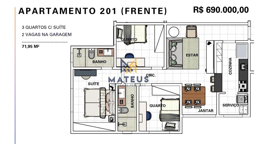Apartamento, 3 quartos, 72 m² - Foto 4