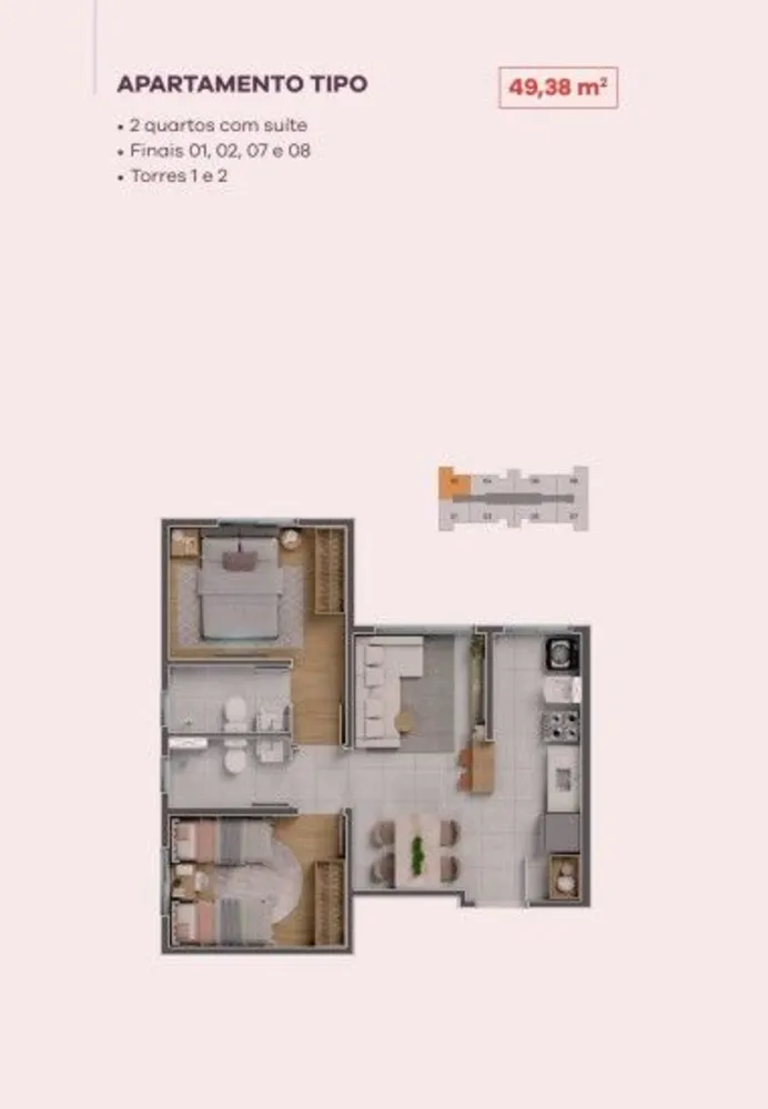 Apartamento, 2 quartos, 49 m² - Foto 2