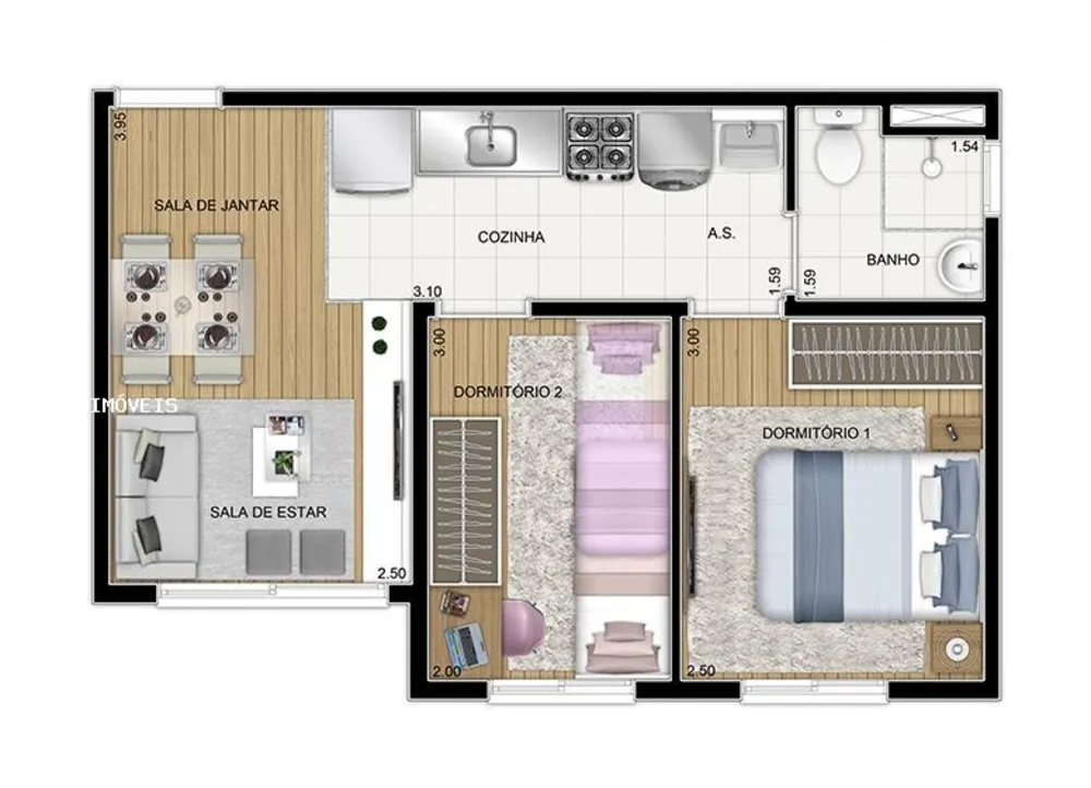 Apartamento, 2 quartos, 35 m² - Foto 3