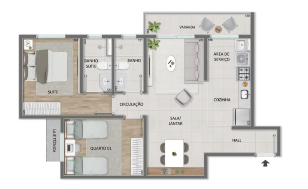 Apartamento, 2 quartos, 59 m² - Foto 2