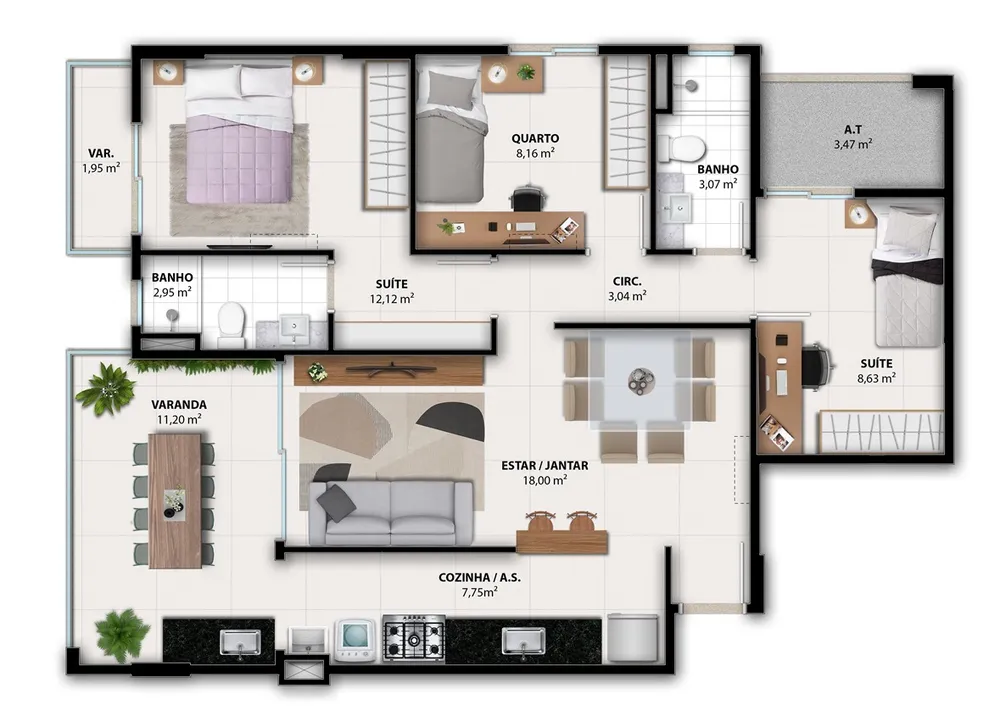 Apartamento, 3 quartos, 87 m² - Foto 9