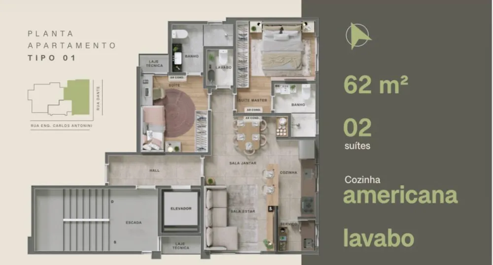 Apartamento, 2 quartos, 62 m² - Foto 4