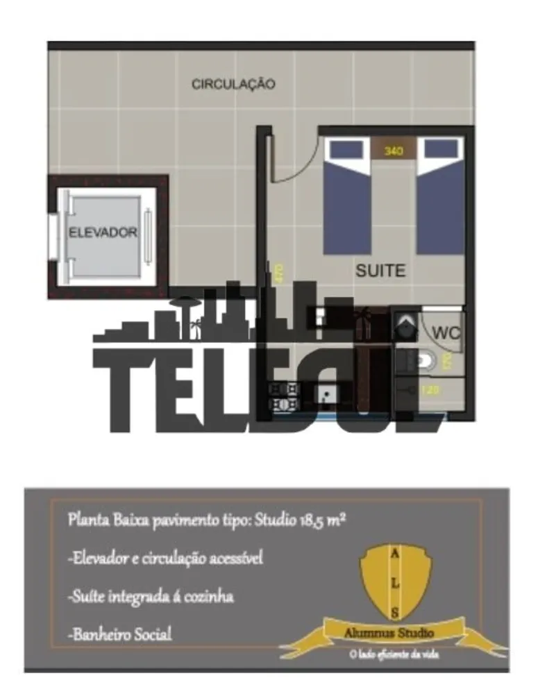 Apartamento, 1 quarto, 19 m² - Foto 2