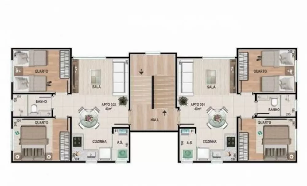 Apartamento à venda com 2 quartos, 44m² - Foto 1